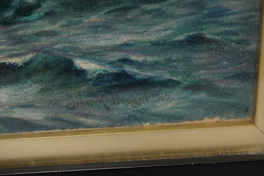 John McDougal (1851-1945), Choppy seascape, signed and dated 1915, watercolour, 20 x 25cm